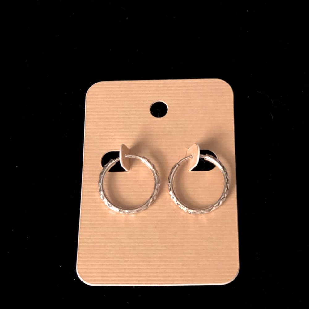 Silver hoop pierced earrings